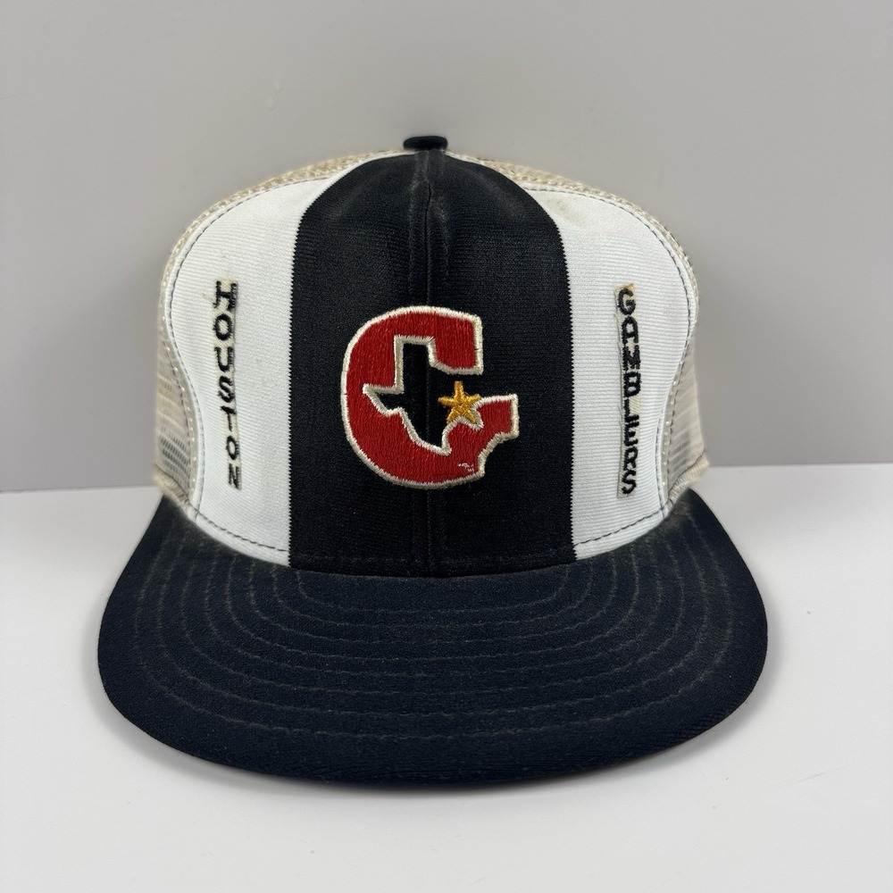 Vintage Houston Gamblers SnapBack Hat AJD Lucky Stripes 80s USFL USA